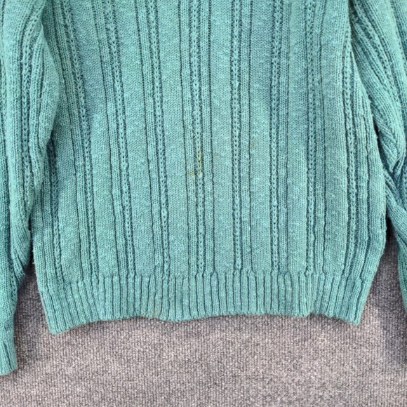 L.L. Bean Women's Pullover Ribbed Turtleneck Sweater Green Medium Cotton Vintage - Picture 4 of 12